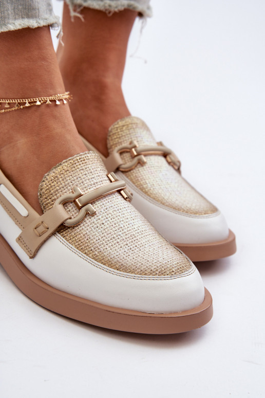 Kožené Mokasíny topánky Dámske Máciejka 06493-11 biely-béžová