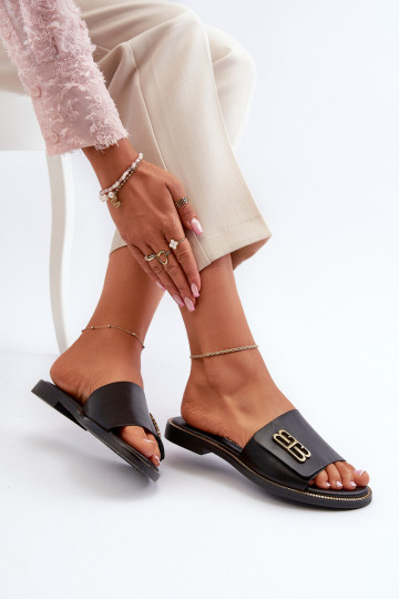 Zazoo 40384 elegantné kožené dámske šľapky čierne 2