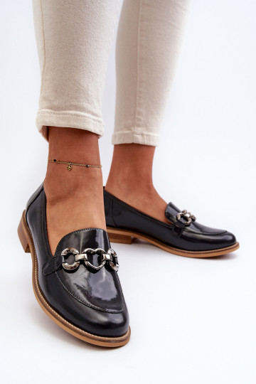 Kožené Dámske Lakované mokasíny Laura Messi 2760 tmavomodrá