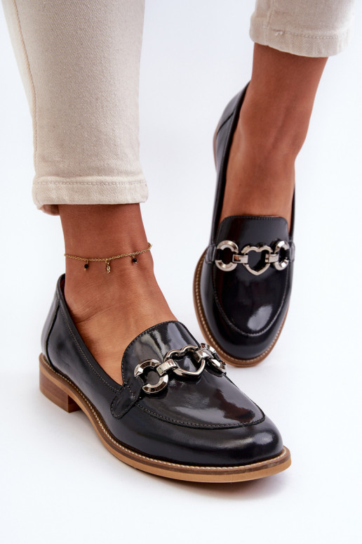 Kožené Dámske Lakované mokasíny Laura Messi 2760 tmavomodrá