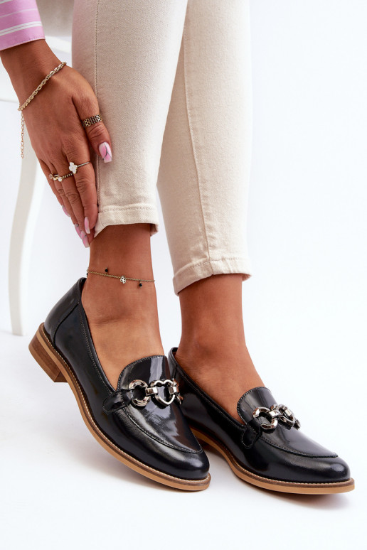 Kožené Dámske Lakované mokasíny Laura Messi 2760 tmavomodrá