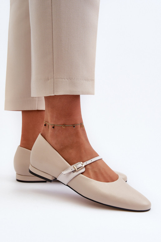 Balerínky Dámske so širokými podpätkami Laura Messi 2774 béžová Balerínky Dámske so širokými podpätkami Laura Messi 2774 béžová