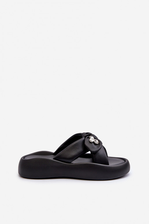 Kožené papuče Dámske s platformou čierna GOE NN2N4110 Kožené papuče Dámske s platformou čierna GOE NN2N4110