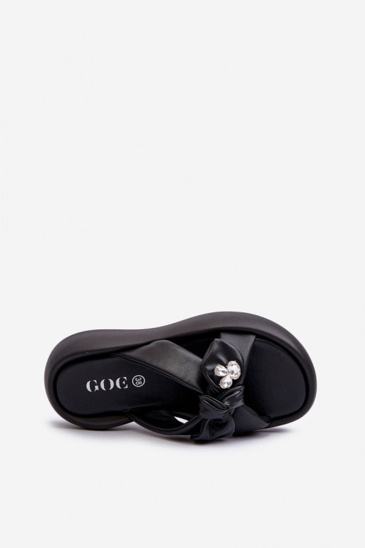 Kožené papuče Dámske s platformou čierna GOE NN2N4110 Kožené papuče Dámske s platformou čierna GOE NN2N4110