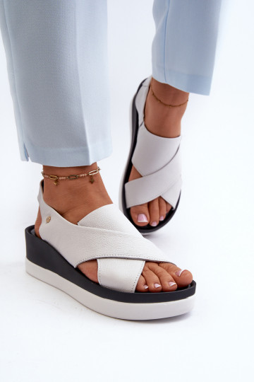 Zazoo 40256 Kožené Sandále na platforme biela farba 2
