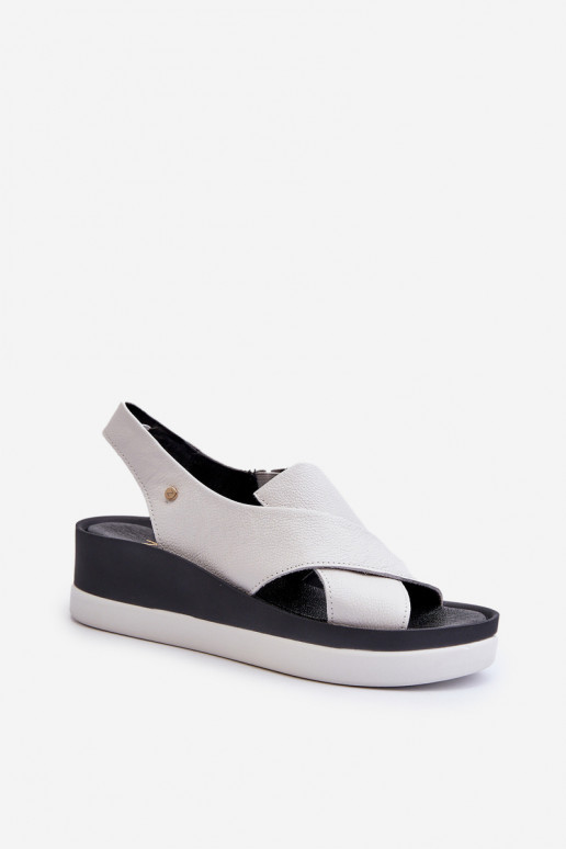 Zazoo 40256 Kožené Sandále na platforme biela farba Zazoo 40256 Kožené Sandále na platforme biela farba