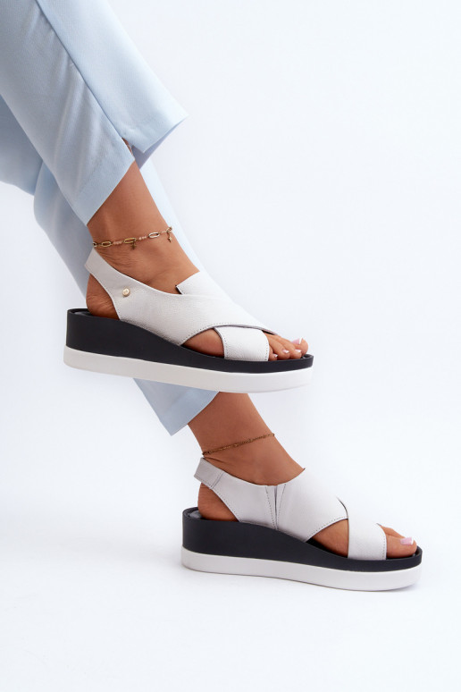 Zazoo 40256 Kožené Sandále na platforme biela farba Zazoo 40256 Kožené Sandále na platforme biela farba