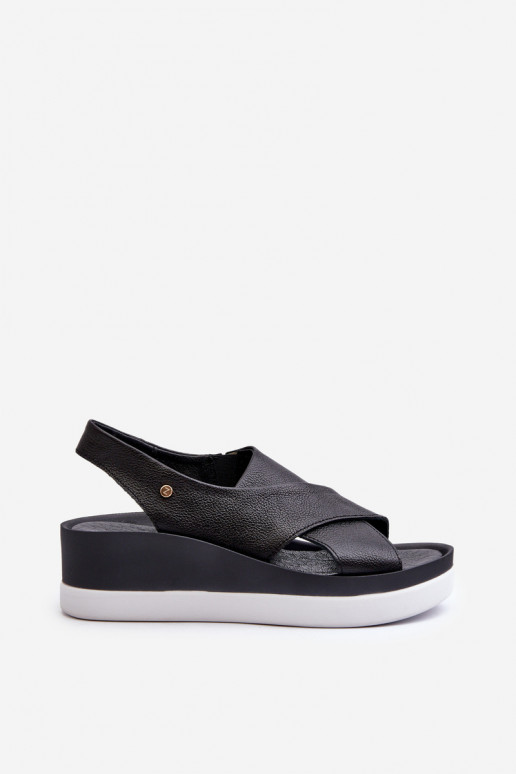 Zazoo 40256 Kožené Sandále na platforme čierna Zazoo 40256 Kožené Sandále na platforme čierna