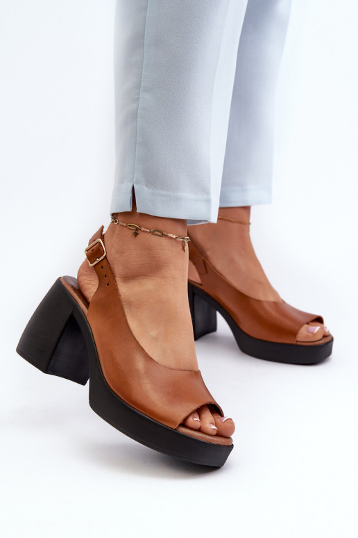 Zazoo 40376 Dámske sandále Zapnuté masívnych opätkoch Hnedá farba Zazoo 40376 Dámske sandále Zapnuté masívnych opätkoch Hnedá farba