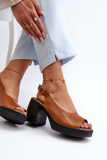 Zazoo 40376 Dámske sandále Zapnuté masívnych opätkoch Hnedá farba 2