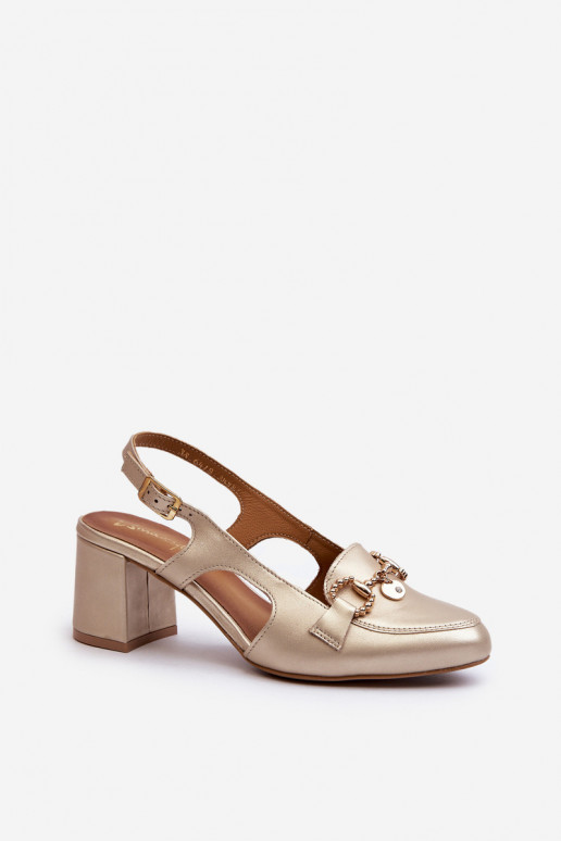 Dámske sandále na podpätku Máciejka 06419-25 zlatej farby Dámske sandále na podpätku Máciejka 06419-25 zlatej farby