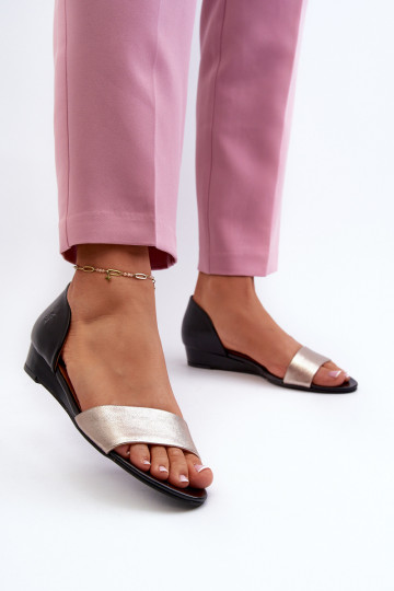 Dámske sandále Máciejka 1971-67 Čierna a-zlatej farby