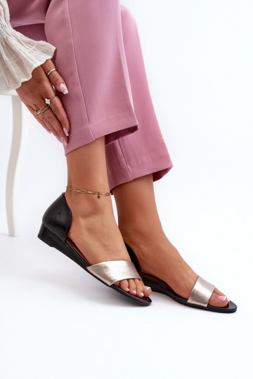 Dámske sandále Máciejka 1971-67 Čierna a-zlatej farby 2