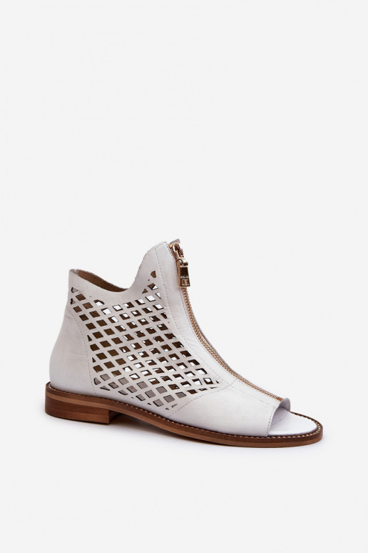 Zazoo 977/L Kožené Prelamované sandále Zapnuté Hrad biela farba Zazoo 977/L Kožené Prelamované sandále Zapnuté Hrad biela farba