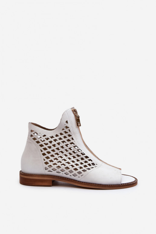 Zazoo 977/L Kožené Prelamované sandále Zapnuté Hrad biela farba Zazoo 977/L Kožené Prelamované sandále Zapnuté Hrad biela farba