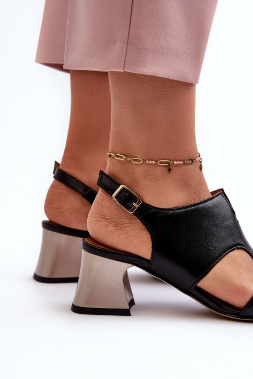 Dámske sandále Kožené s podpätkami Máciejka 06566-01 čierna Dámske sandále Kožené s podpätkami Máciejka 06566-01 čierna