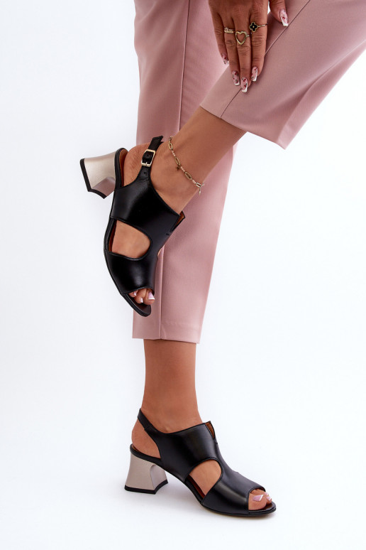 Dámske sandále Kožené s podpätkami Máciejka 06566-01 čierna Dámske sandále Kožené s podpätkami Máciejka 06566-01 čierna