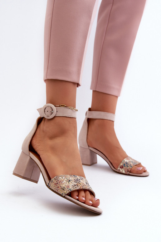 Elegantné semišové vysoké podpätky Máciejka 04141-49 béžová Elegantné semišové vysoké podpätky Máciejka 04141-49 béžová