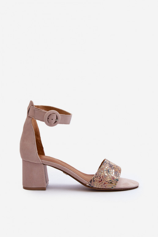 Elegantné semišové vysoké podpätky Máciejka 04141-49 béžová Elegantné semišové vysoké podpätky Máciejka 04141-49 béžová