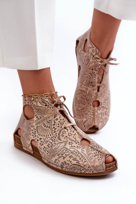 Vzorované Kožené Čižmy Máciejka 03426-02 béžová Vzorované Kožené Čižmy Máciejka 03426-02 béžová