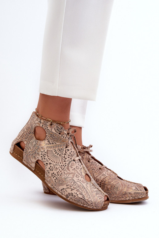 Vzorované Kožené Čižmy Máciejka 03426-02 béžová Vzorované Kožené Čižmy Máciejka 03426-02 béžová
