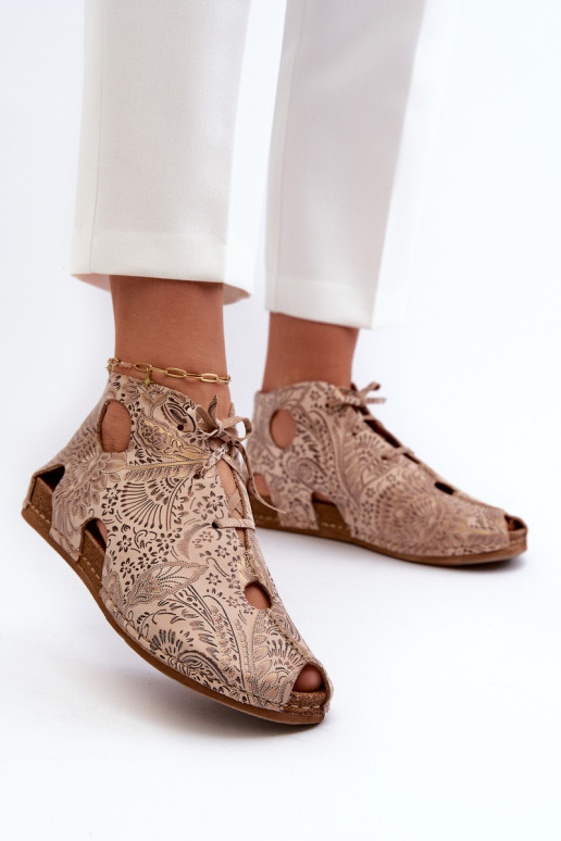 Vzorované Kožené Čižmy Máciejka 03426-02 béžová Vzorované Kožené Čižmy Máciejka 03426-02 béžová