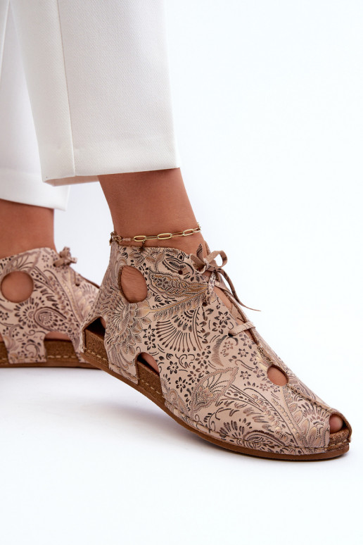 Vzorované Kožené Čižmy Máciejka 03426-02 béžová Vzorované Kožené Čižmy Máciejka 03426-02 béžová