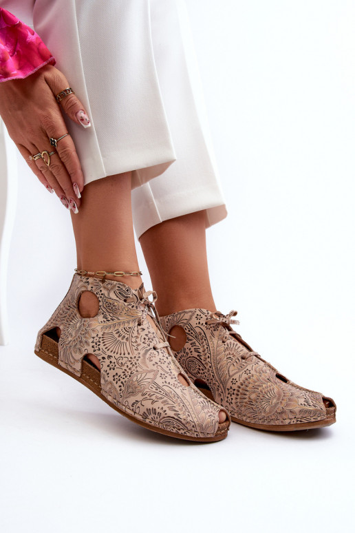 Vzorované Kožené Čižmy Máciejka 03426-02 béžová Vzorované Kožené Čižmy Máciejka 03426-02 béžová