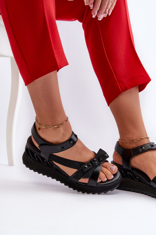 Dámske sandále so stuhami D&A CR956 čierna Dámske sandále so stuhami D&A CR956 čierna