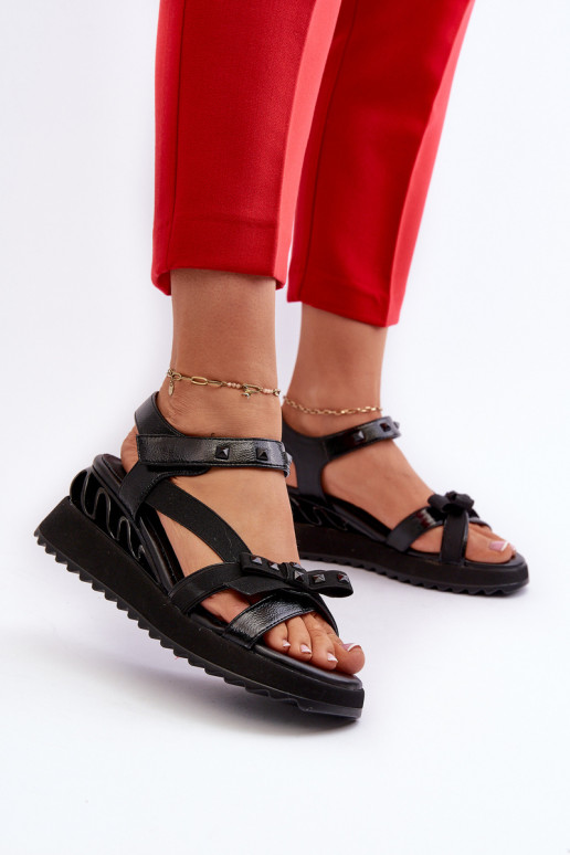 Dámske sandále so stuhami D&A CR956 čierna Dámske sandále so stuhami D&A CR956 čierna
