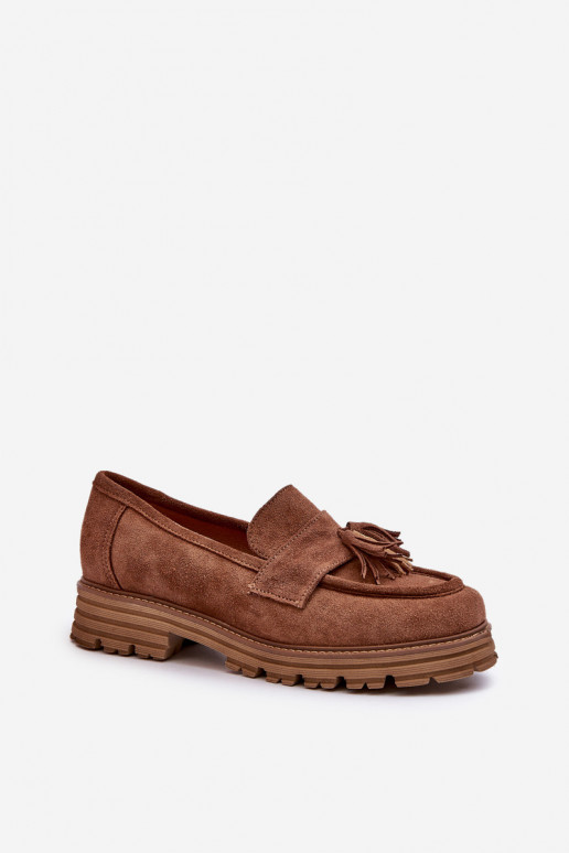 Zazoo 3469 Semišové mokasíny Dámske so strapcami Hnedá farba