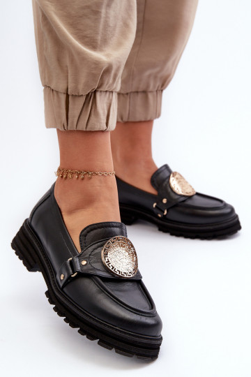 Zazoo 3485 dámske mokasíny so zlatými detailmi pravá koža