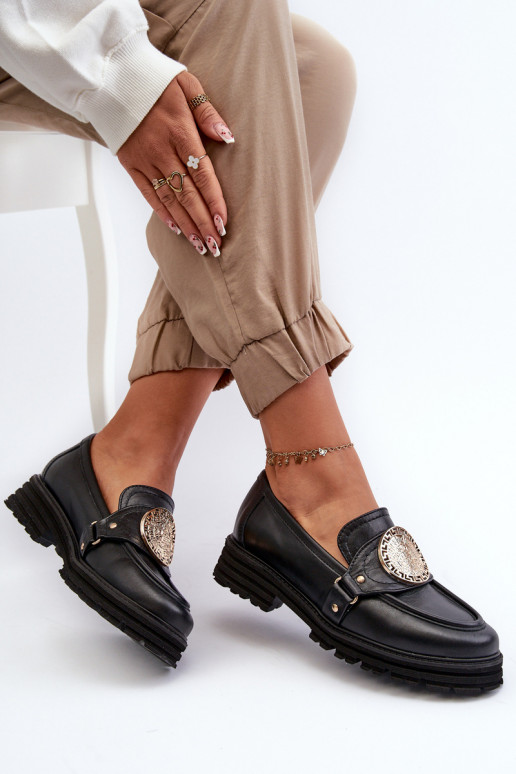 Zazoo 3485 dámske mokasíny so zlatými detailmi pravá koža