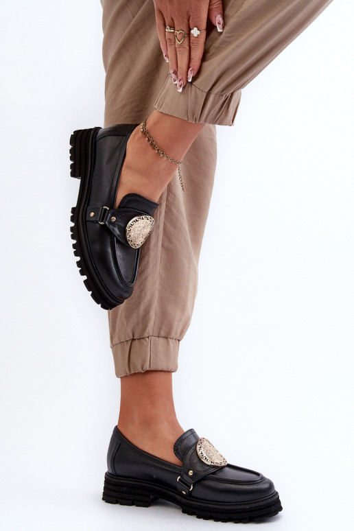 Zazoo 3485 dámske mokasíny so zlatými detailmi pravá koža