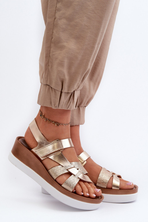 Zazoo 40397 Dámske Dámske sandále s platformou zlatej farby Zazoo 40397 Dámske Dámske sandále s platformou zlatej farby