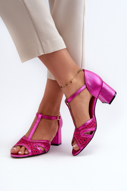 sandále Kožené Dámske s podpätkami Máciejka 06551-15 Ružová sandále Kožené Dámske s podpätkami Máciejka 06551-15 Ružová