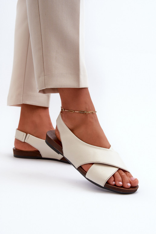 Zazoo 40407 sandále Kožené Dámske slonovina Zazoo 40407 sandále Kožené Dámske slonovina