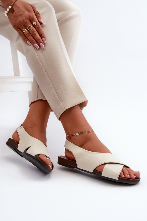 Zazoo 40407 sandále Kožené Dámske slonovina Zazoo 40407 sandále Kožené Dámske slonovina