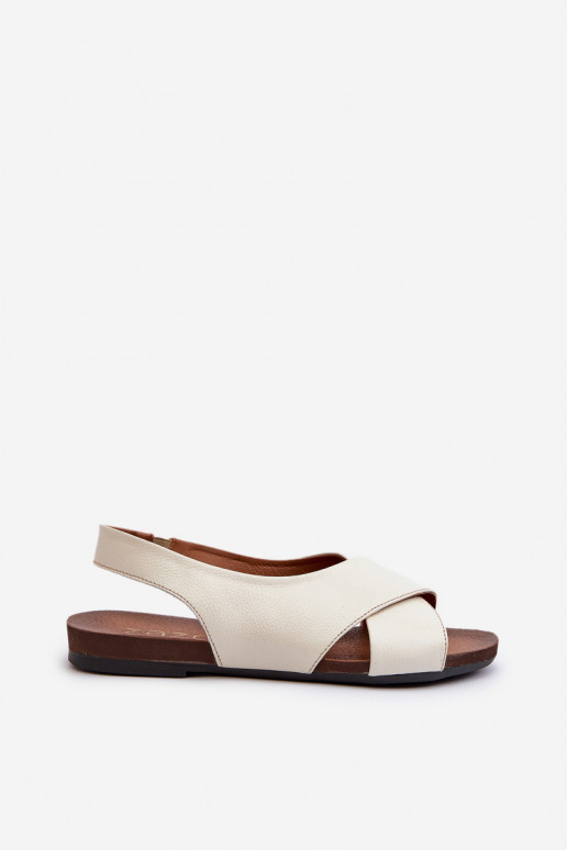 Zazoo 40407 sandále Kožené Dámske slonovina Zazoo 40407 sandále Kožené Dámske slonovina