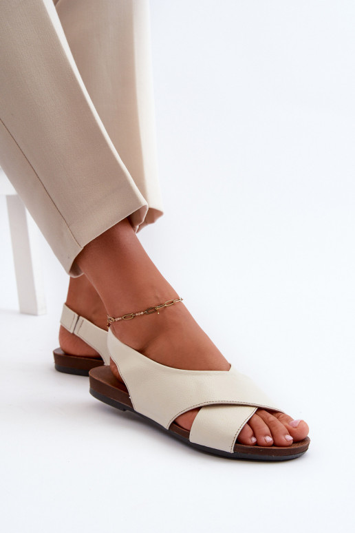 Zazoo 40407 sandále Kožené Dámske slonovina Zazoo 40407 sandále Kožené Dámske slonovina