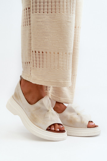 Zazoo 2939 Dámske sandále Dámske so stuhami zlatej farby Przecierany 2