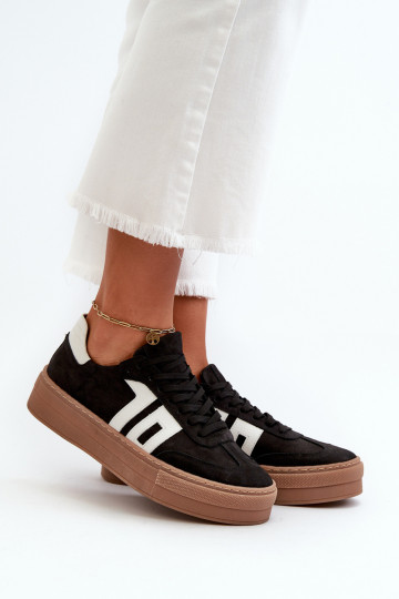 Zazoo N1095S2 Tenisky model obuvi Kožené Dámske s platformou čierna 2