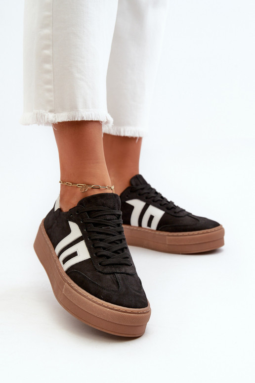 Zazoo N1095S2 Tenisky model obuvi Kožené Dámske s platformou čierna