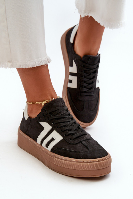 Zazoo N1095S2 Tenisky model obuvi Kožené Dámske s platformou čierna