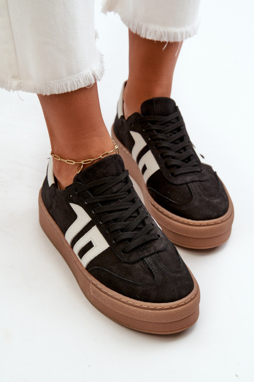 Zazoo N1095S2 Tenisky model obuvi Kožené Dámske s platformou čierna