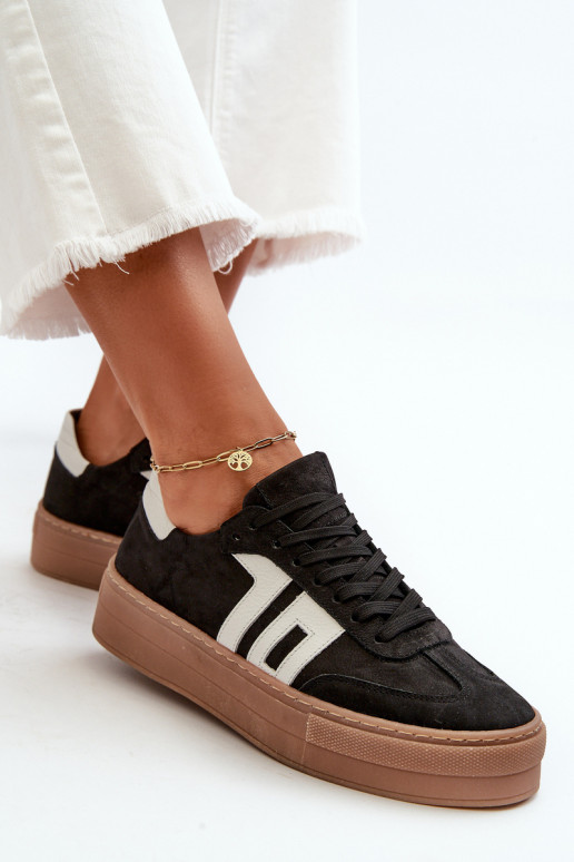 Zazoo N1095S2 Tenisky model obuvi Kožené Dámske s platformou čierna