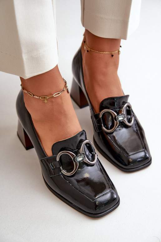 Kožené Topánky s ozdobami čierna Laura Messi 2845 Kožené Topánky s ozdobami čierna Laura Messi 2845