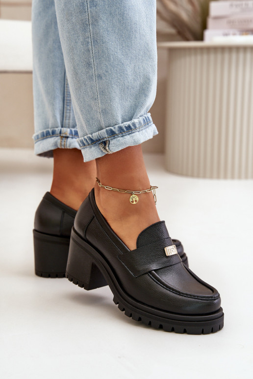 Zazoo 20168 Elegantný štýl topánky Dámske s podpätkami pravá koža čierna Zazoo 20168 Elegantný štýl topánky Dámske s podpätkami pravá koža čierna