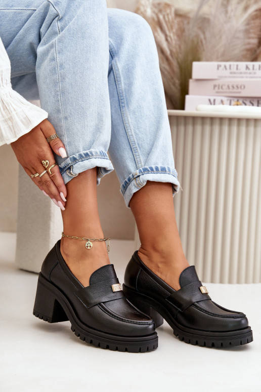 Zazoo 20168 Elegantný štýl topánky Dámske s podpätkami pravá koža čierna Zazoo 20168 Elegantný štýl topánky Dámske s podpätkami pravá koža čierna