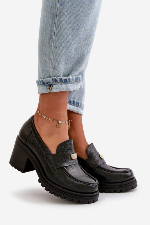 Zazoo 20168 Elegantný štýl topánky Dámske s podpätkami pravá koža čierna Zazoo 20168 Elegantný štýl topánky Dámske s podpätkami pravá koža čierna